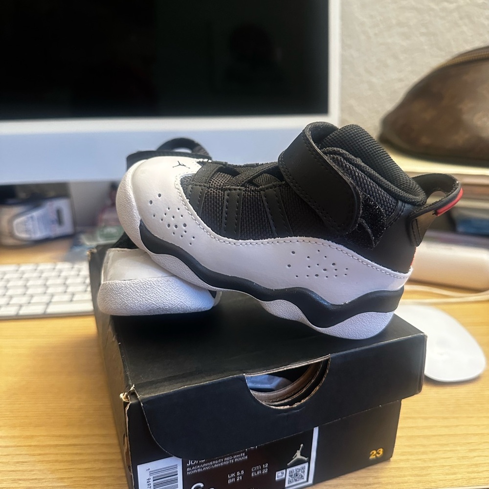 Jordan Kids Black and White Sneakers